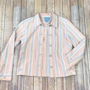 Sigrid Olsen SO Striped Cotton Jacket Pockets S